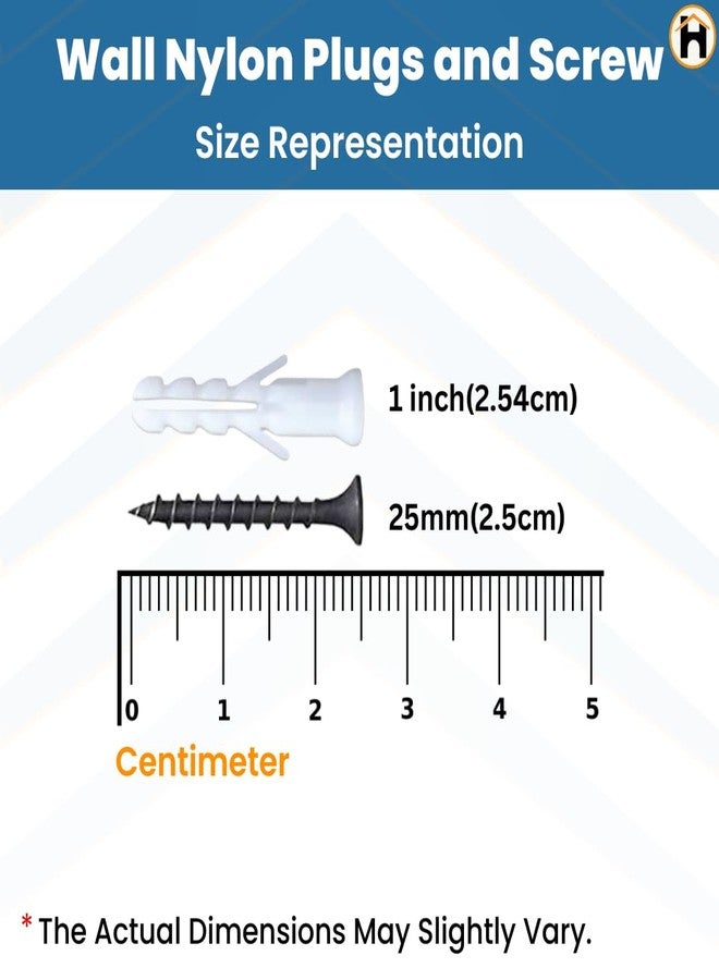 Homdum سدادة نايلون هومدوم مع براغي مقاس 1 بوصة (برغي 25 مم مع غلاف بلاستيكي) عبوة من 200 قطعة. (1") - Image 4